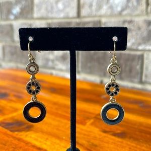 Lia Sophia Black Enamel Women "Dapple" Dangle Earrings
